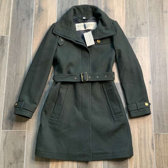 NWT Burberry Brit Wool Cashmere Coat Size 8